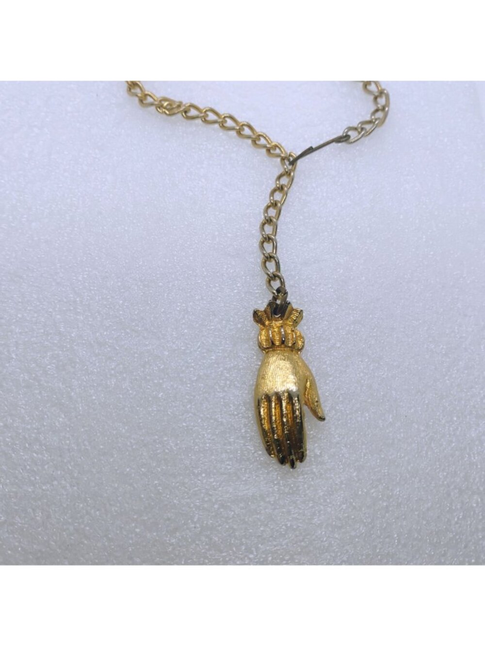 Vintage Open Hand Watch Chain Gold Tone Zipper Pull 18” - Picture 2 of 5